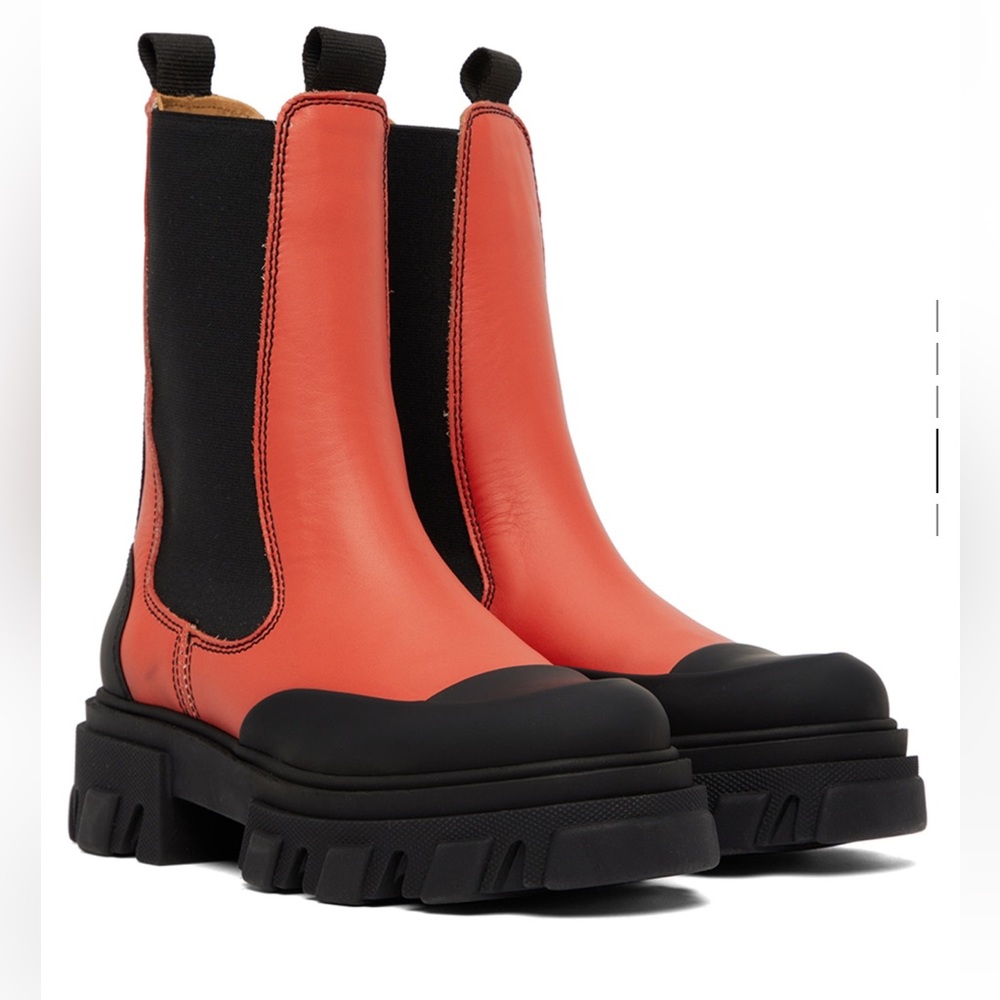 Ganni Chelsea leather combat boots